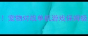 必玩宠物对战单机游戏保姆级攻略
