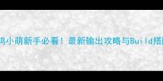 剑网3鸡小萌新手必看最新输出攻略与Build搭配指南
